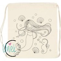 Set rugzak zeemeermin + 6 textielstiften